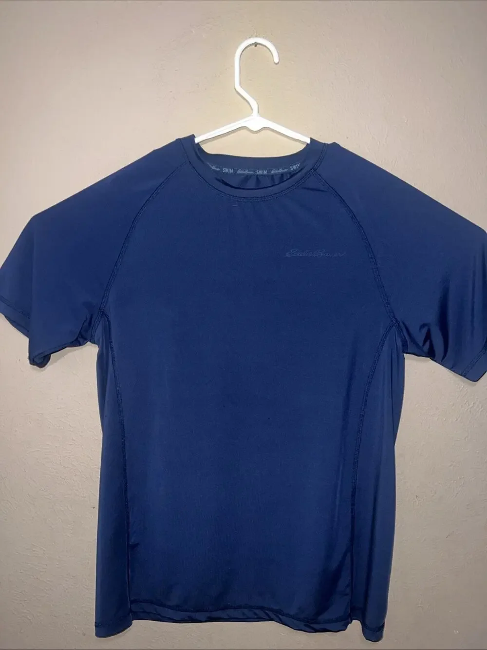EDDIE BAUER SWIM T SHIRT SHORT SLEEVES RASHGUARD LOGO BLUE COLOR MEN SIZE MEDIUM